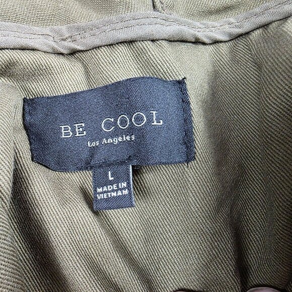 Be Cool Womens Size Large Green Hooded Military Style Jacket Cotton Lightweight - Picture 3 of 12